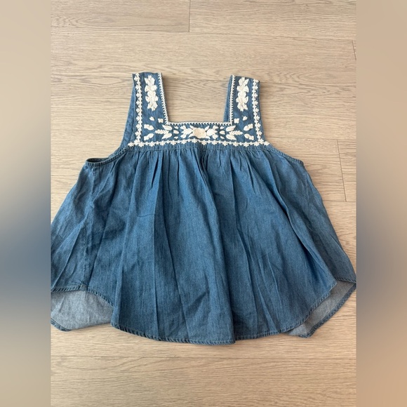 Lovers + Friends Revolve Dream Catcher Top Blue Lagoon Sz L chambray boho beach - Picture 6 of 6